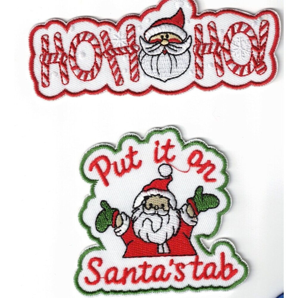 (2) Put it On Santa's List Ho Ho Christmas Embroidered Sew / Iron-on Patch